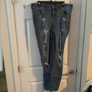 Torrid Distressed Skinny Jeans in Blue